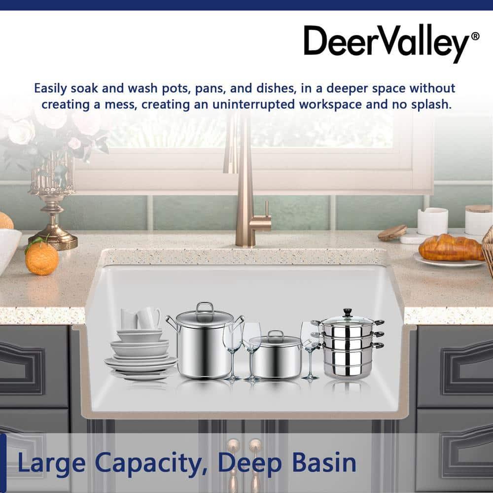 24" L x 19" W Rectangular White Fireclay Undermount Kitchen Sink with Basket Strainer and Sink Grid