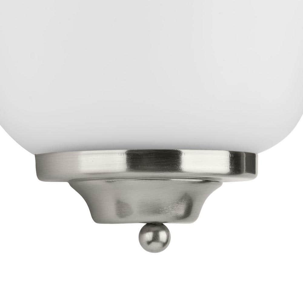 Progress Lighting, Contemporary Collection, 1-Light LED Wall Sconce, Brushed Nickel, White Acrylic Shade, Material: Steel