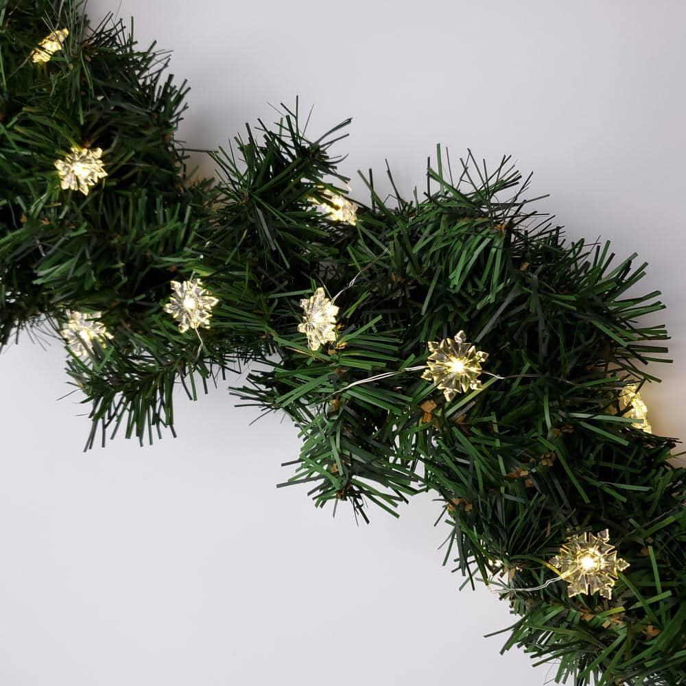 LumaBase Battery Operated LED Fairy String Lights with Snowflakes