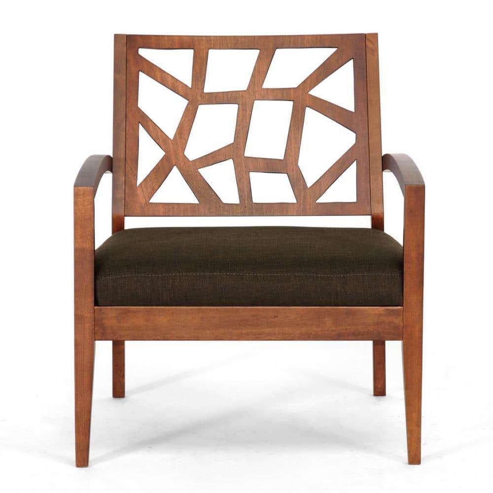 Jennifer Modern Lounge Chair Dark Brown - Baxton Studio: Danish Style, Upholstered, Walnut Veneer, Indoor Use