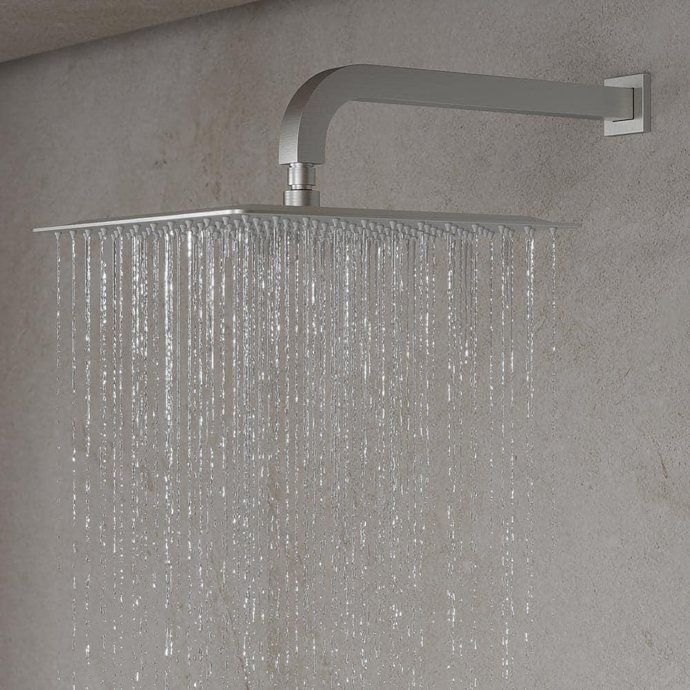 Thermostatic Dual Heads with 12" Rain Shower Faucet, Hand Shower and 3 Body Jets Matte Black