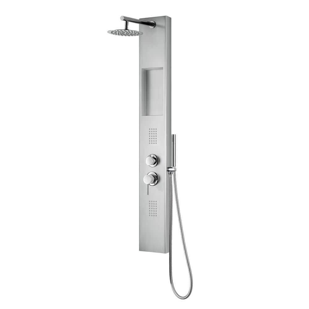 AquaNiche 8-in Rain Showerhead Showerspa with 4-Body Jets Built-in Niche and Handshower