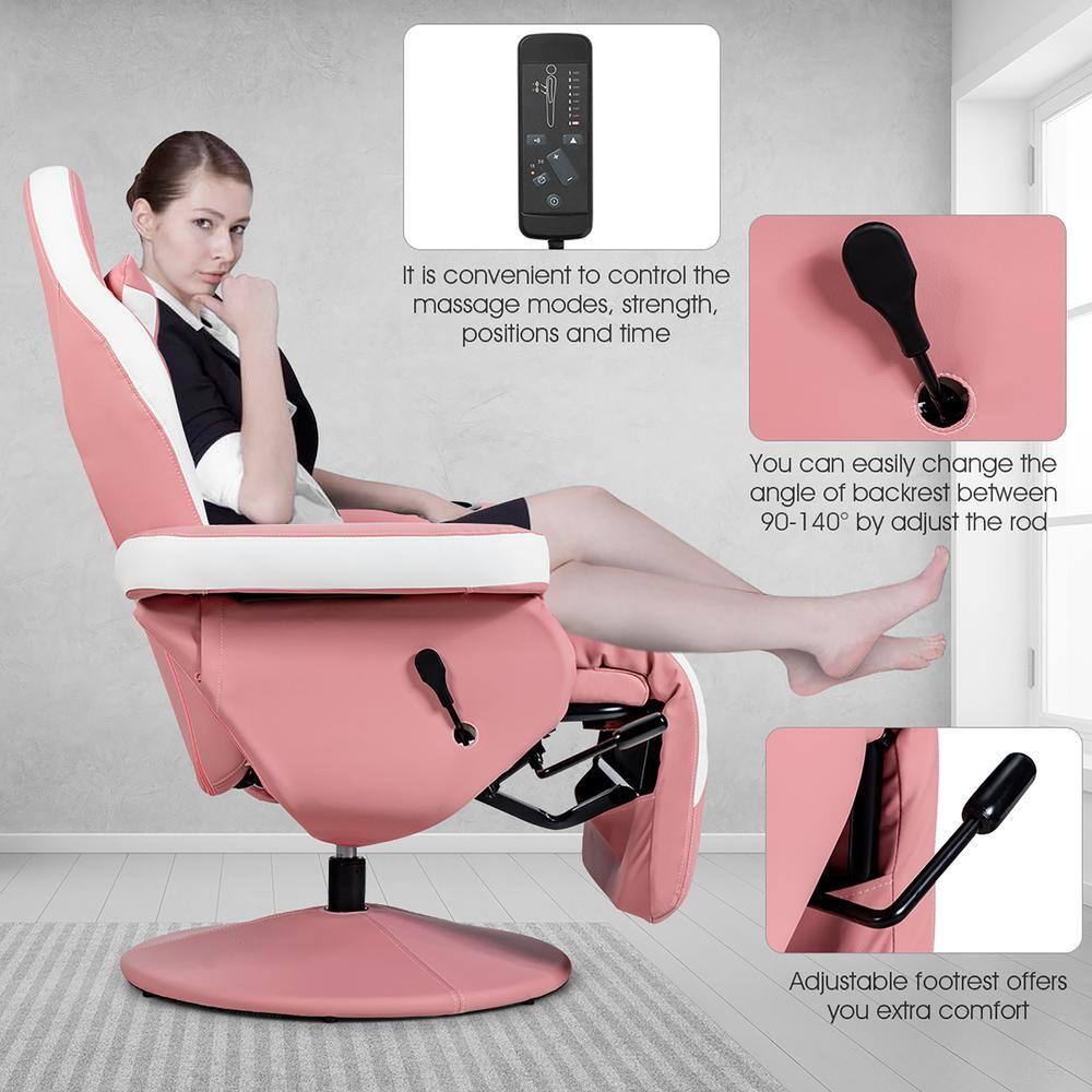Costway Costway Goplus Reclining PC & Racing Game Chair with Footrest in Pink