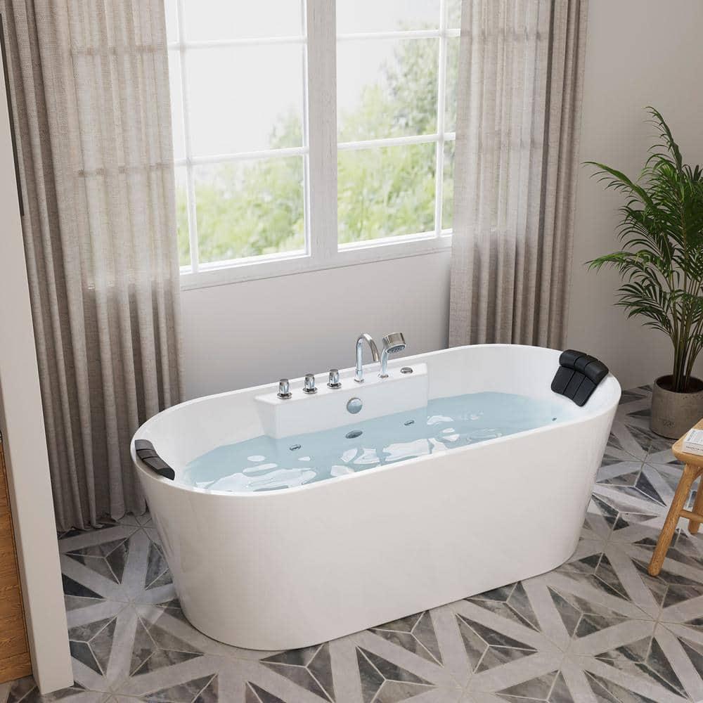 67'' x 28.7'' Freestanding Whirlpool Plastic / Acrylic Bathtub with Faucet