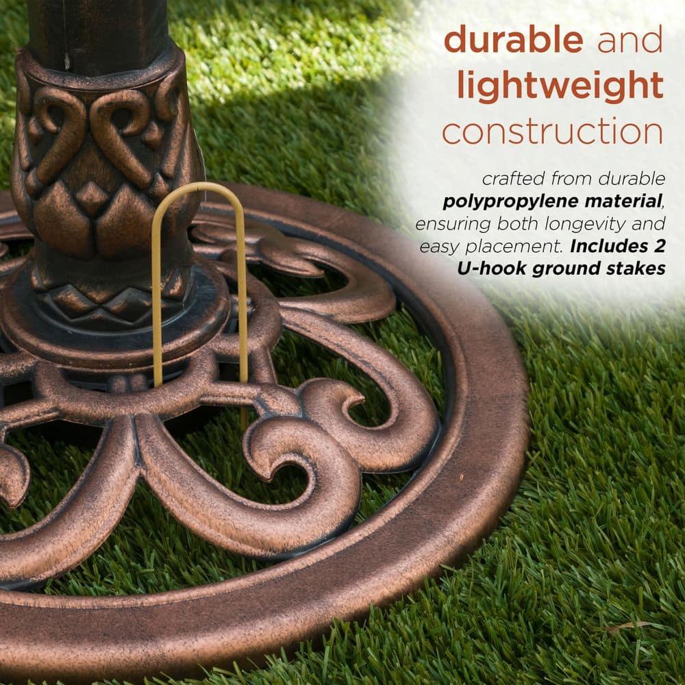 Alpine Pedestal Birdbath with Scrollwork Base and Stakes
