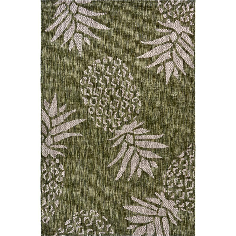 5â€™ x 7â€™ Green Pineapple Indoor Outdoor Area Rug