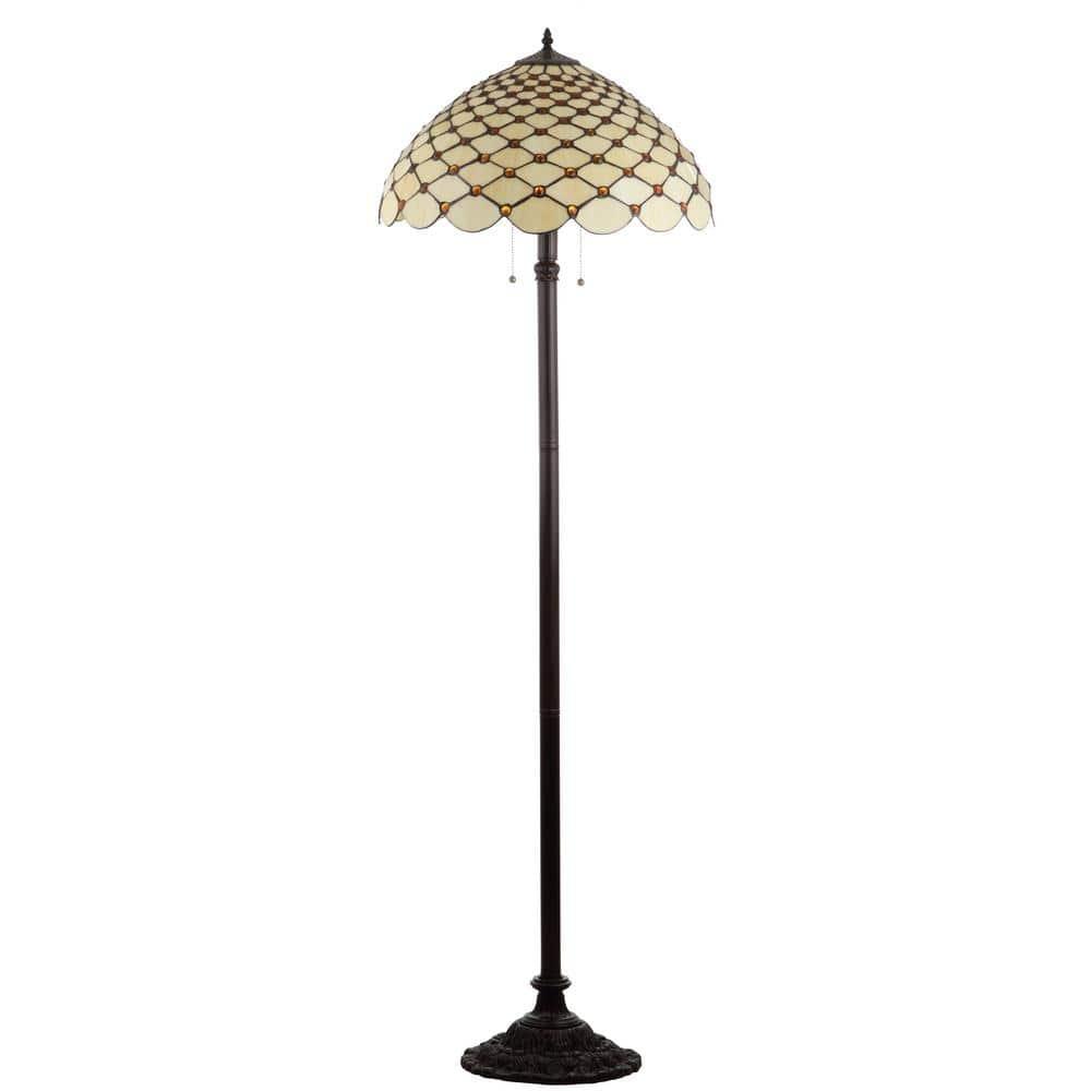 JONATHAN Y JYL8009A Lee Tiffany-Style 62" LED Floor Lamp, Traditional, Art Nouveau Style for Office, Living Room, Family Room, Dining, Bedroom, Hallway, Foyer, Bronze