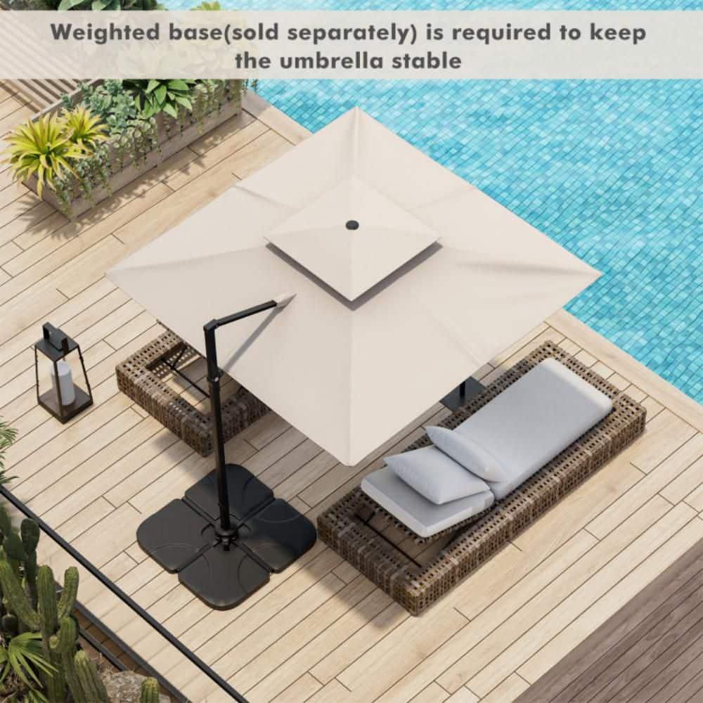 Arlmont & Co. 9.5 Feet Cantilever Patio Umbrella With 360° Rotation And Double Top