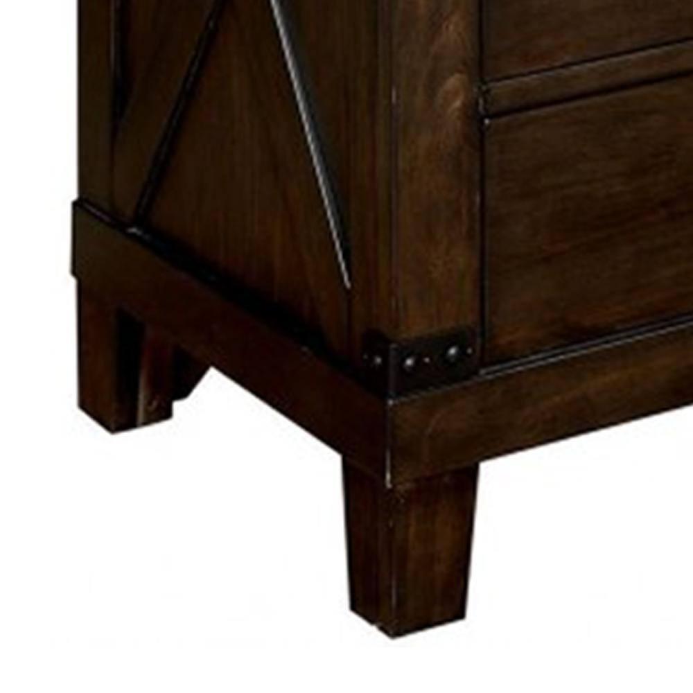 Bianca Dark Walnut 3-Drawer Rustic Nightstand
