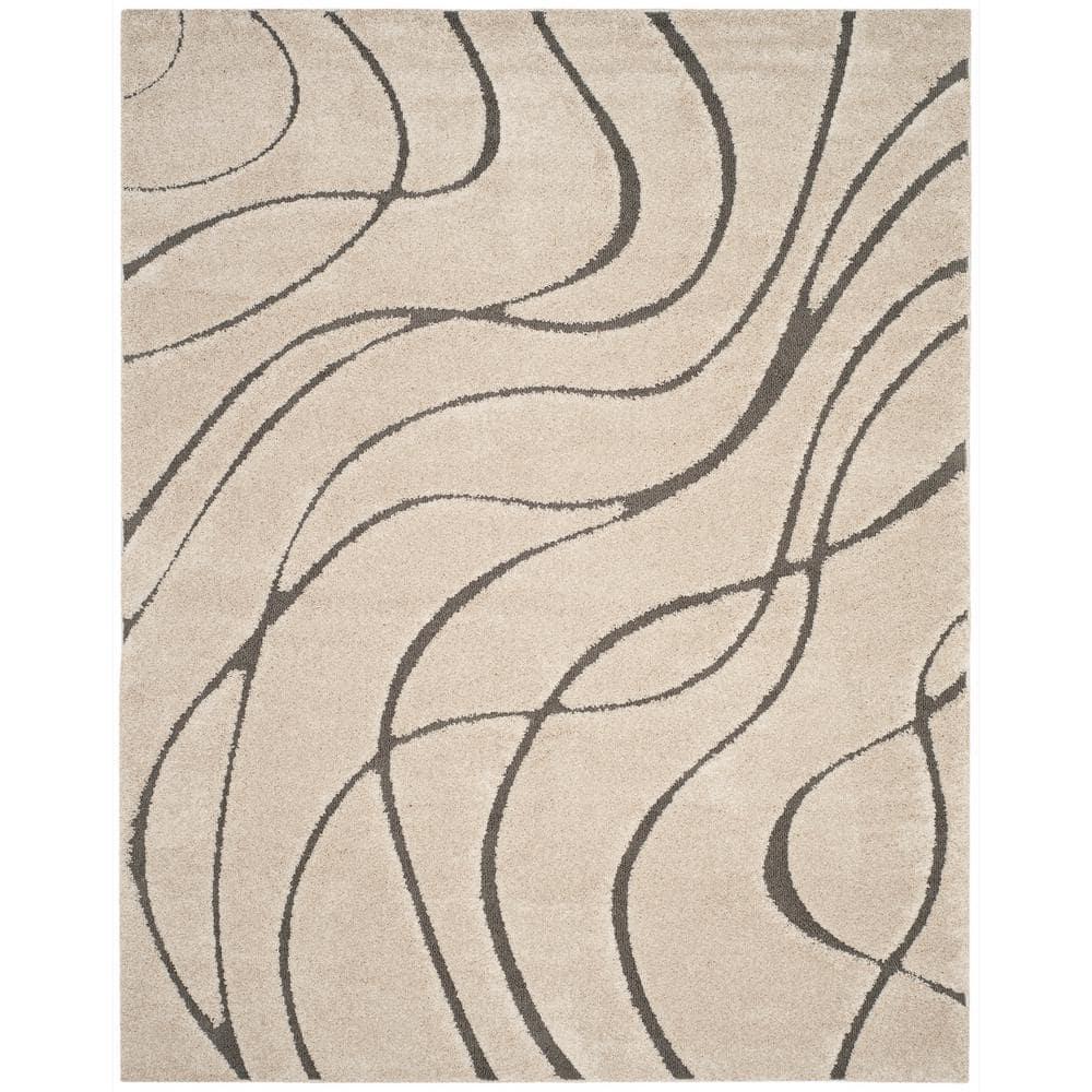 Florida Shag SG471 Power Loomed Indoor Area Rug - Cream/Grey - 8'x10' - Safavieh
