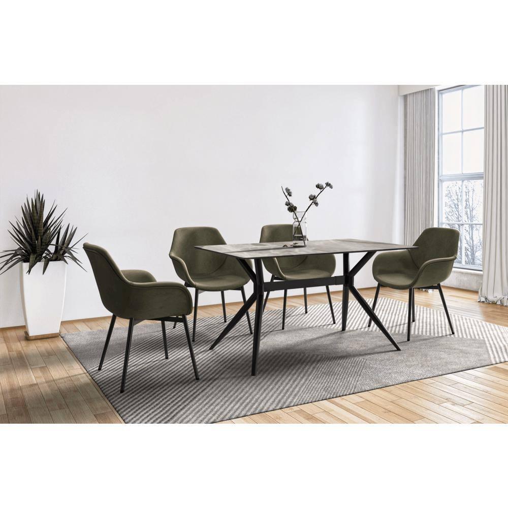 Kaison Modern Dining Table with Sintered Stone Top and Stainless Steel Base