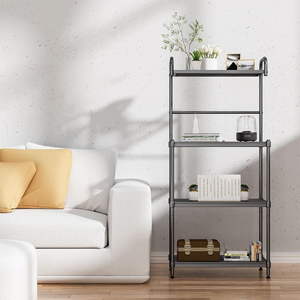 Costway 4-Tier Baker's Rack Microwave Oven Stand Shelves Kitchen Storage Rack Organizer Grey