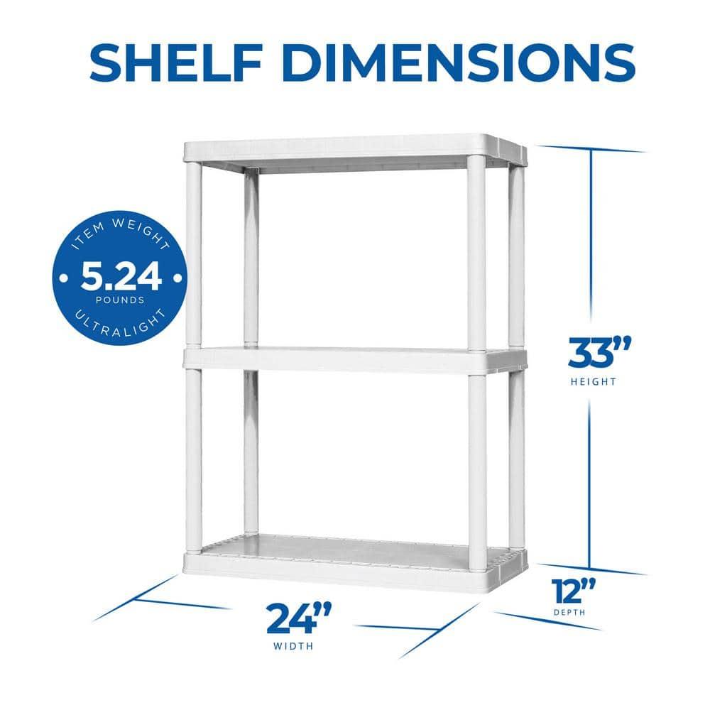 Gracious Living Gracious Living 3 Shelf Fixed Height Solid Light Duty Home Storage Unit