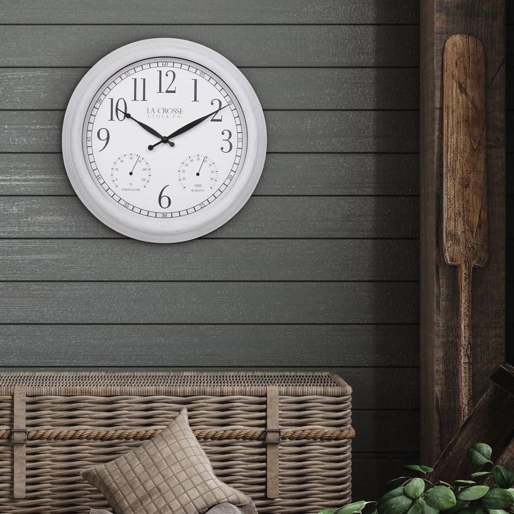 La Crosse Technology La Crosse 15 In. Outdoor Payton Quartz Wall Clock with T/H