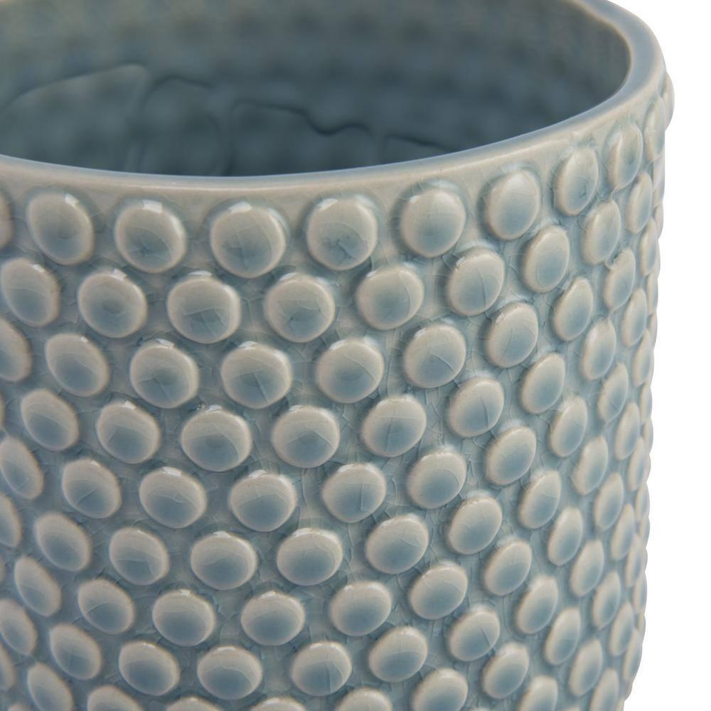 Bloomingville Round Stoneware Planter Pot with Polka Dots, Sky Blue