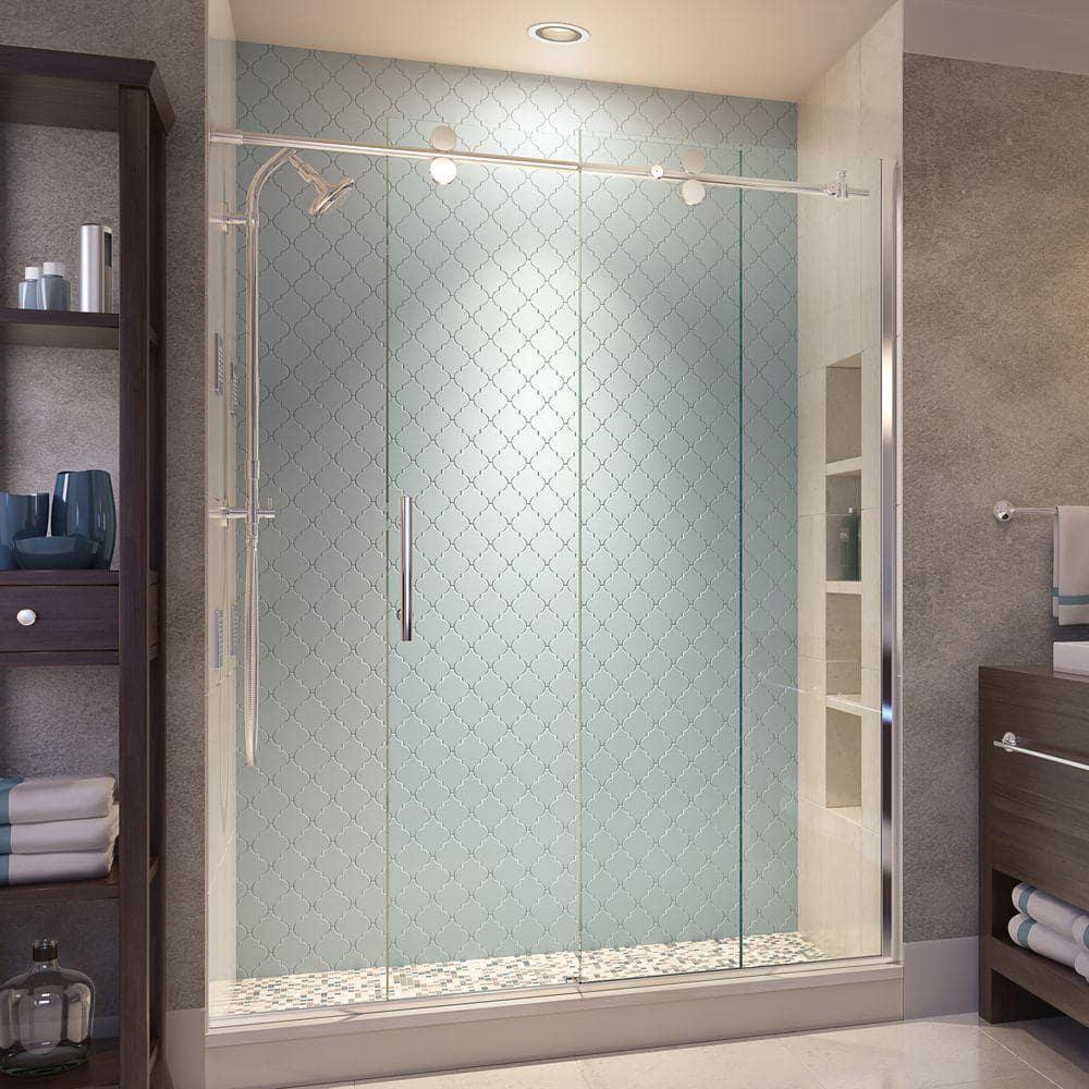 Vinesse 57" W x 76" H Single Sliding Frameless Shower Door