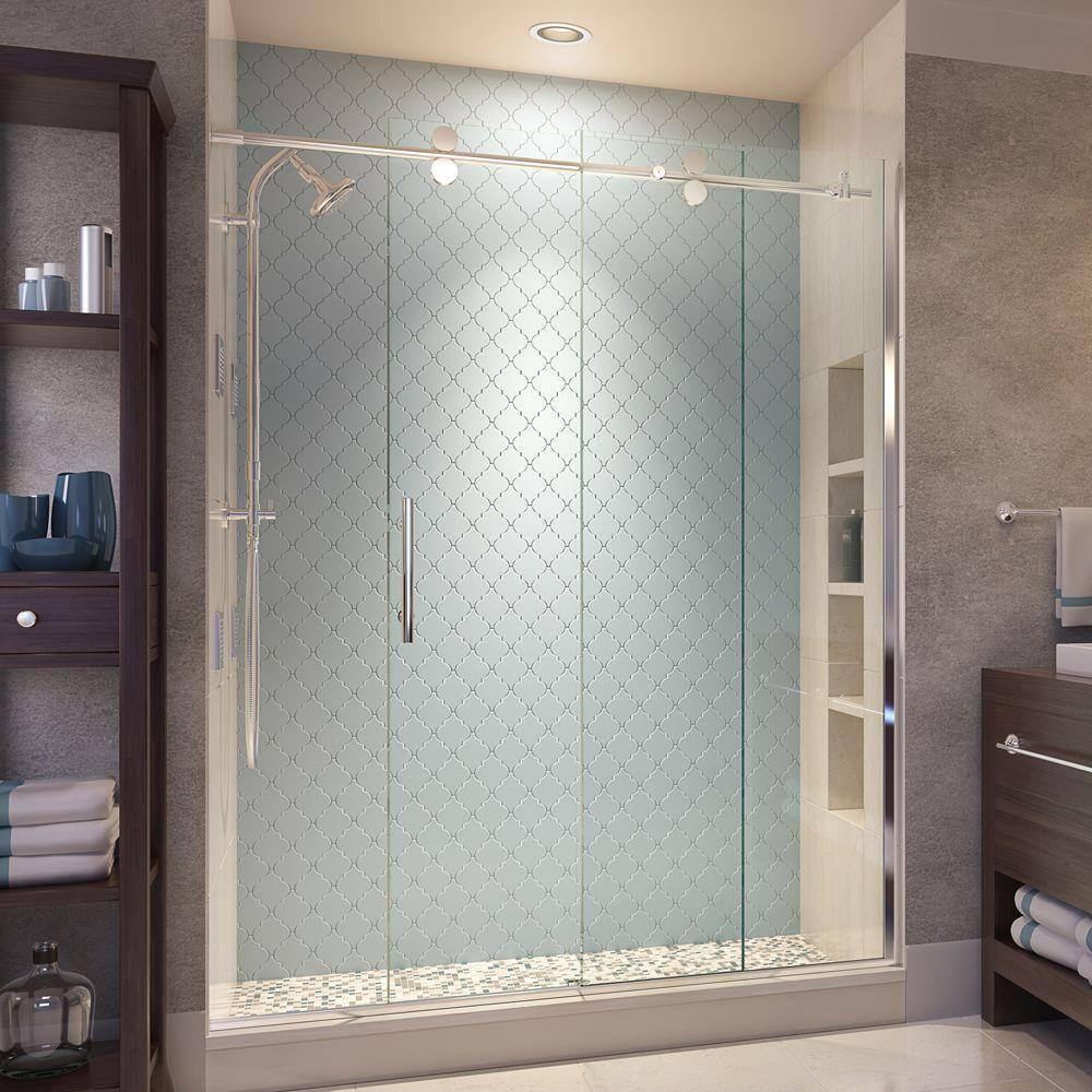 Vinesse 57" W x 76" H Single Sliding Frameless Shower Door