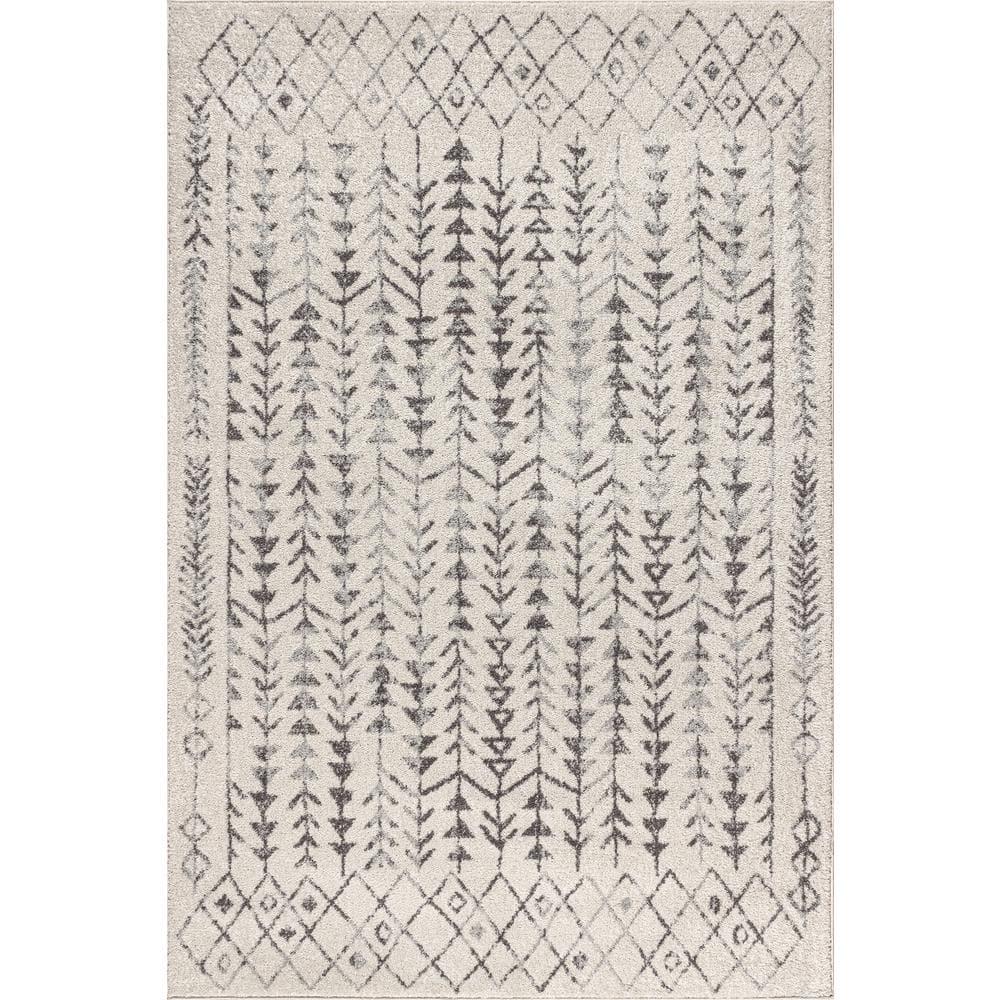 3'x5' Ziri Moroccan Geometric Area Rug, Cream/Gray - JONATHAN Y