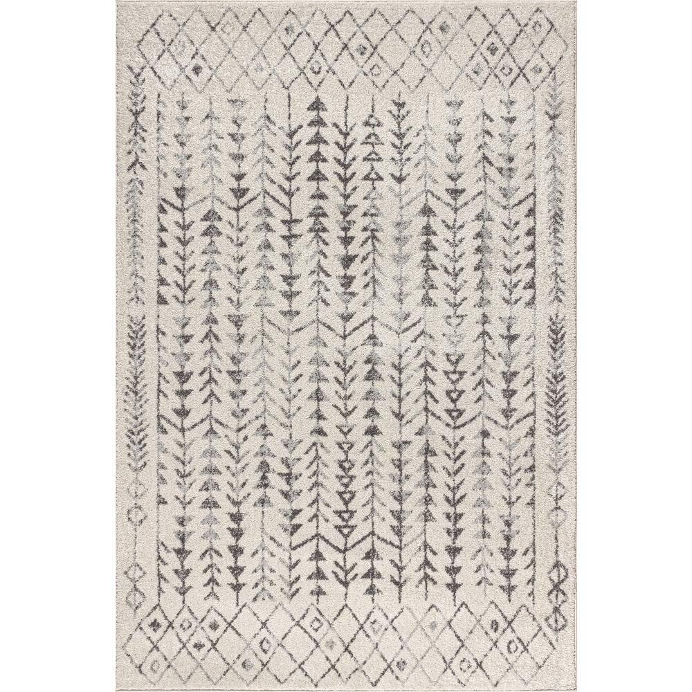 8'x10' Ziri Moroccan Geometric Area Rug, Cream/Gray - JONATHAN Y