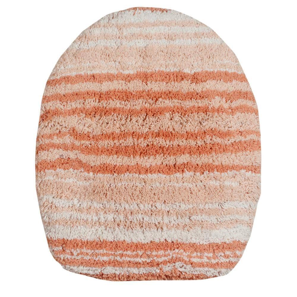 Home Weavers Gradation Collection 100% Cotton Toilet Lid Cover, Soft & Absorbent Bath Accessory, Non-Slip, Machine Washable, 18"x18" Toilet Lid Cover, Coral