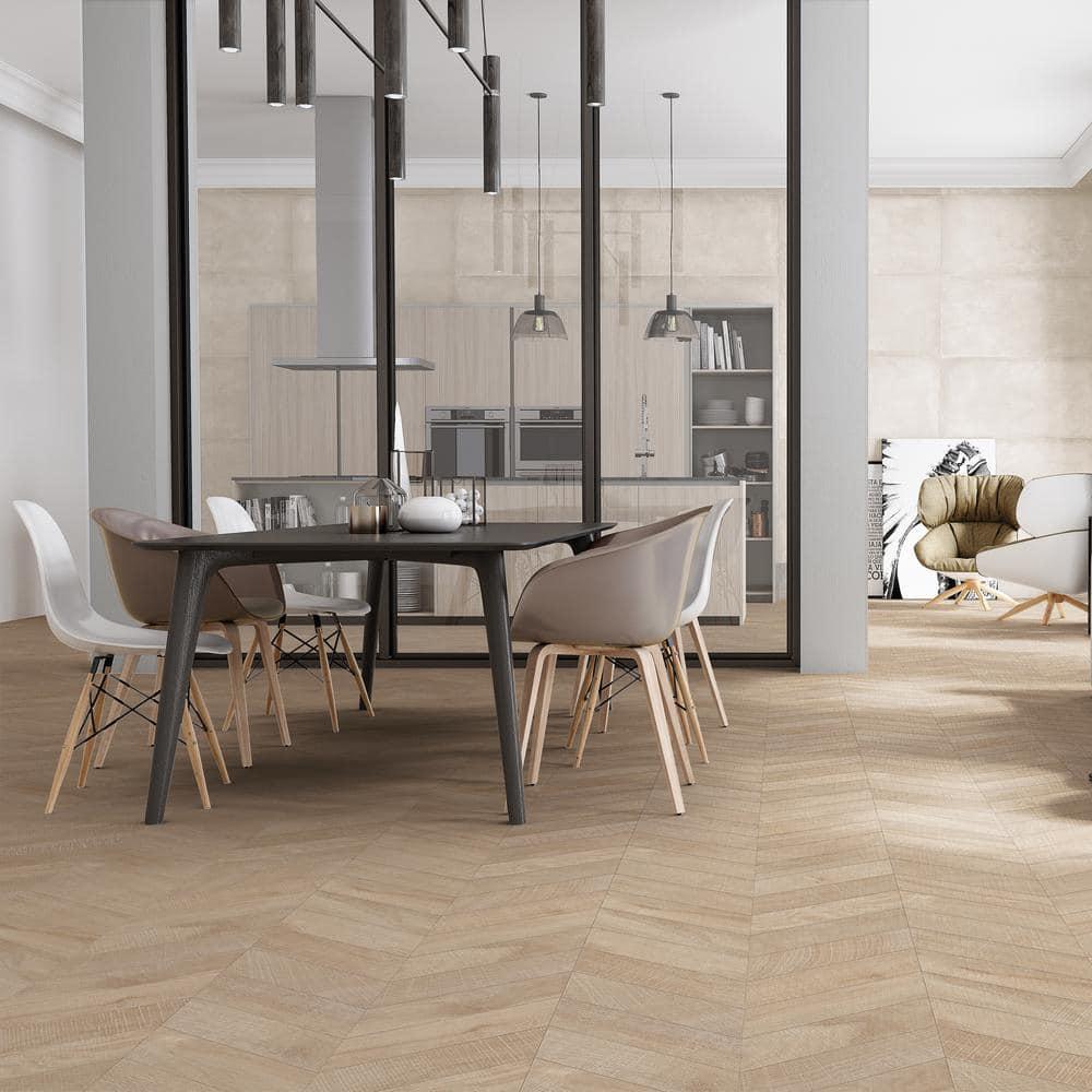 Chevron 24 in. x 48 in. Matte Porcelain Floor and Wall Tile (15.49 Sq. Ft. / Case)