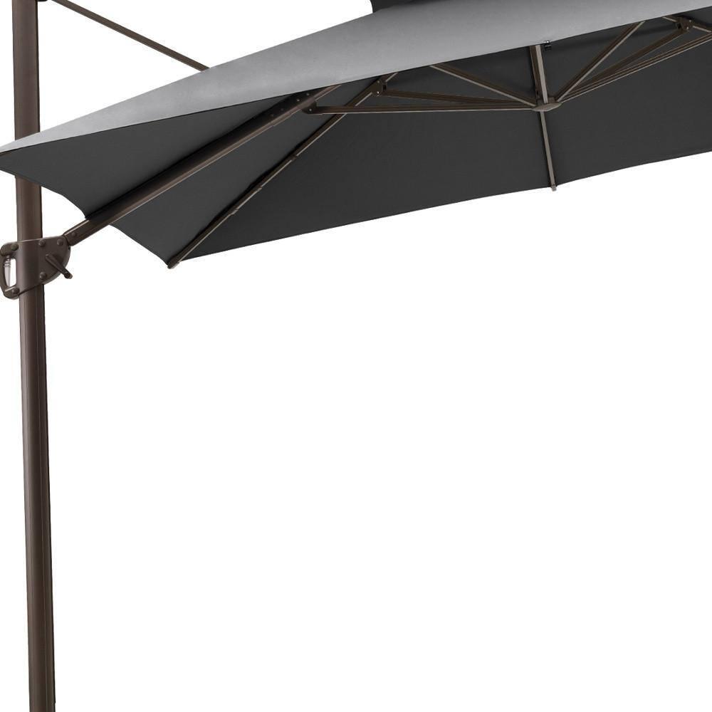 11 ft. Dark Gray Polyester Round Tilt Cantilever Patio Umbrella with Stand