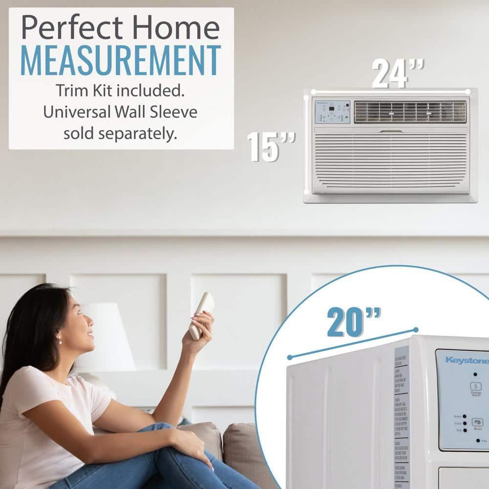 Keystone Keystone 10,000 BTU Wall Mounted Air Conditioner with Supplemental Heat and Dehumidifier Remote Control for Rooms up to 450 Sq.Ft., Quiet, High Efficiency AC