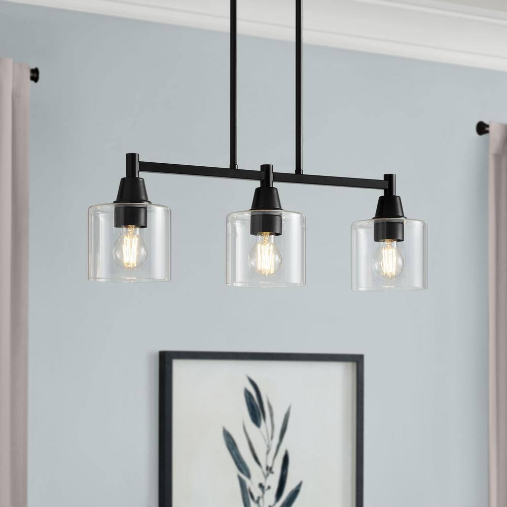 Hampton Bay Oron Black Linear Island Pendant Hanging Light, Kitchen Lighting