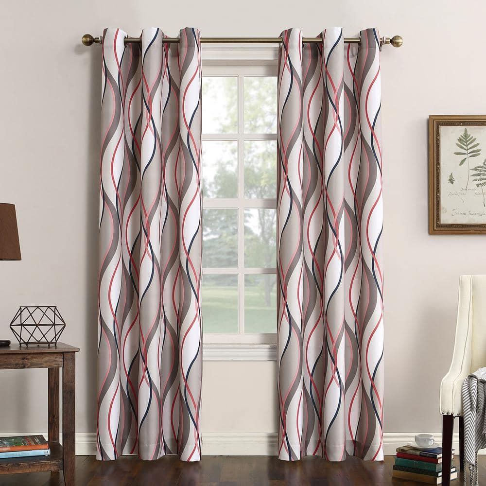 48"x63" No. 918 Semi-Sheer Intersect Ogee Wave Print Grommet Curtain Panel Nickel: Room Darkening Polyester Panel