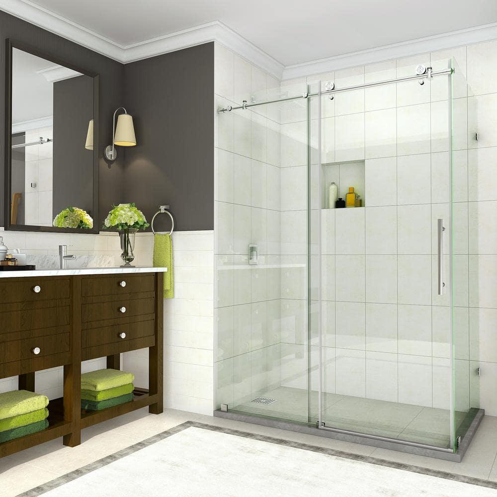 Coraline 56" - 60" W x 33.875" D x 76" H Frameless Sliding Shower Enclosure