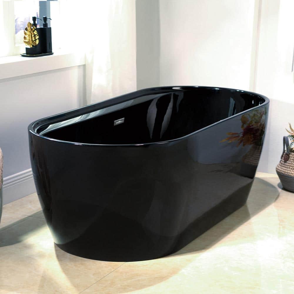 WoodBridge 72'' x 35.375'' Freestanding Acrylic Double Ended Bathtub with Wide Rim,  - Available in Glossy White/Black, with 5 Finish Options for Trim B0059-MB