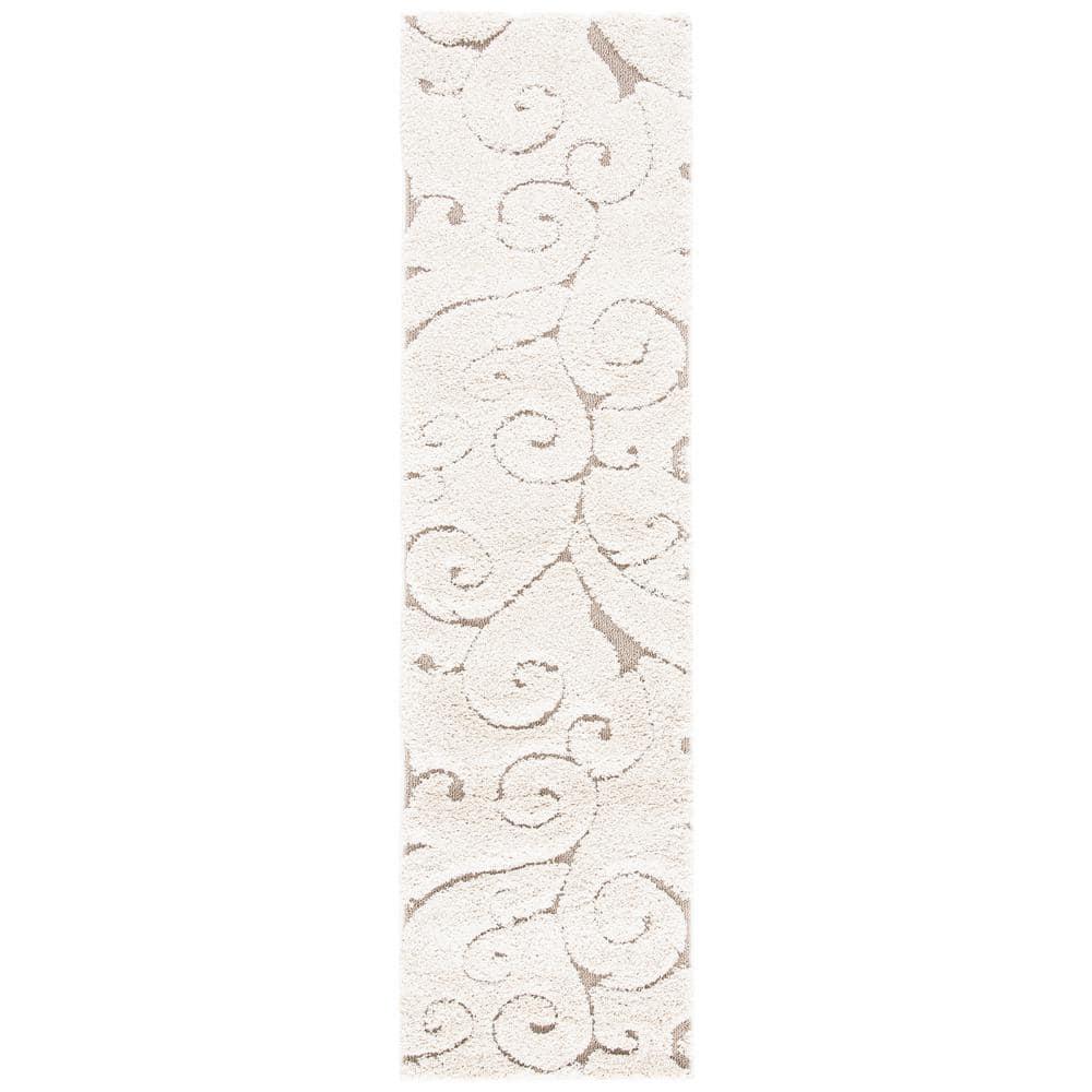 Florida Shag SG455 Power Loomed Indoor Runner Rug - Cream/Beige - 2'3"x7' - Safavieh.