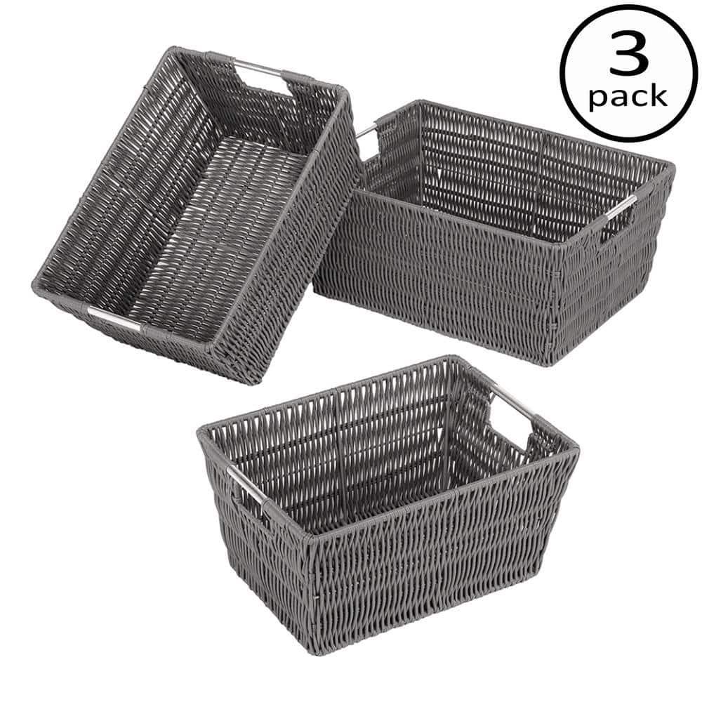 Whitmor Rattique Storage Baskets - Set of 3 - Gray