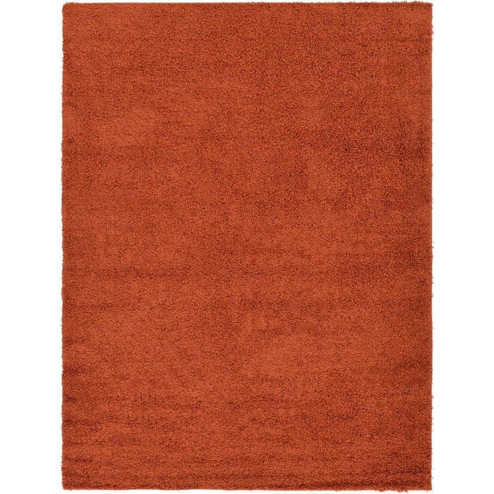 Unique Loom 8' 0 x 11' 0 Rectangle Solid Shag Terracotta Area Rug