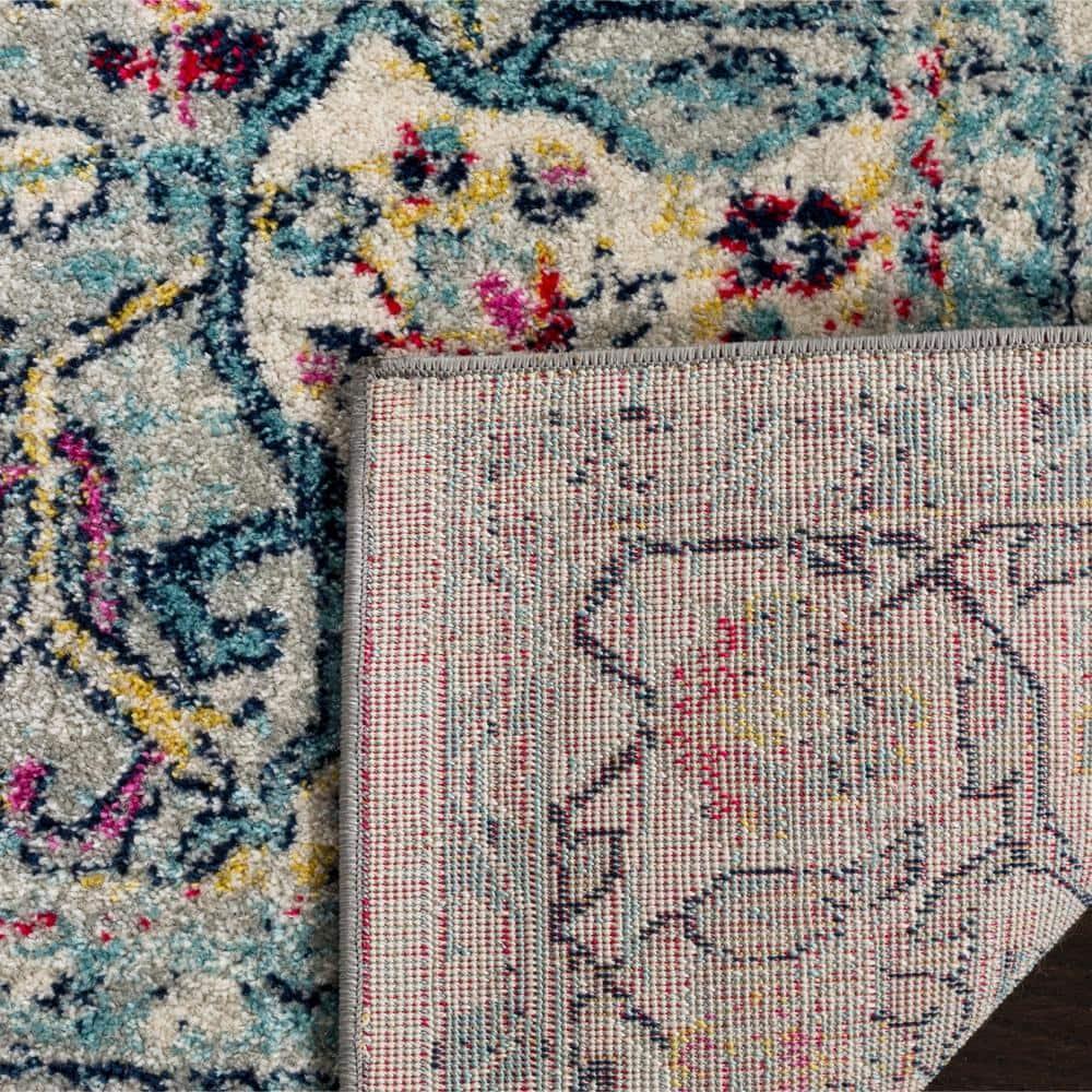 SAFAVIEH Madison Hildred Floral Bordered Area Rug, Navy/Fuchsia, 6' x 9'
