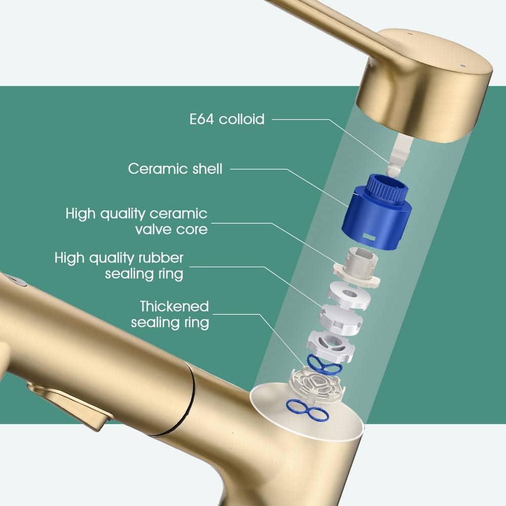 Brushed Gold Stainless Steel Single Handle Bathroom Faucet
