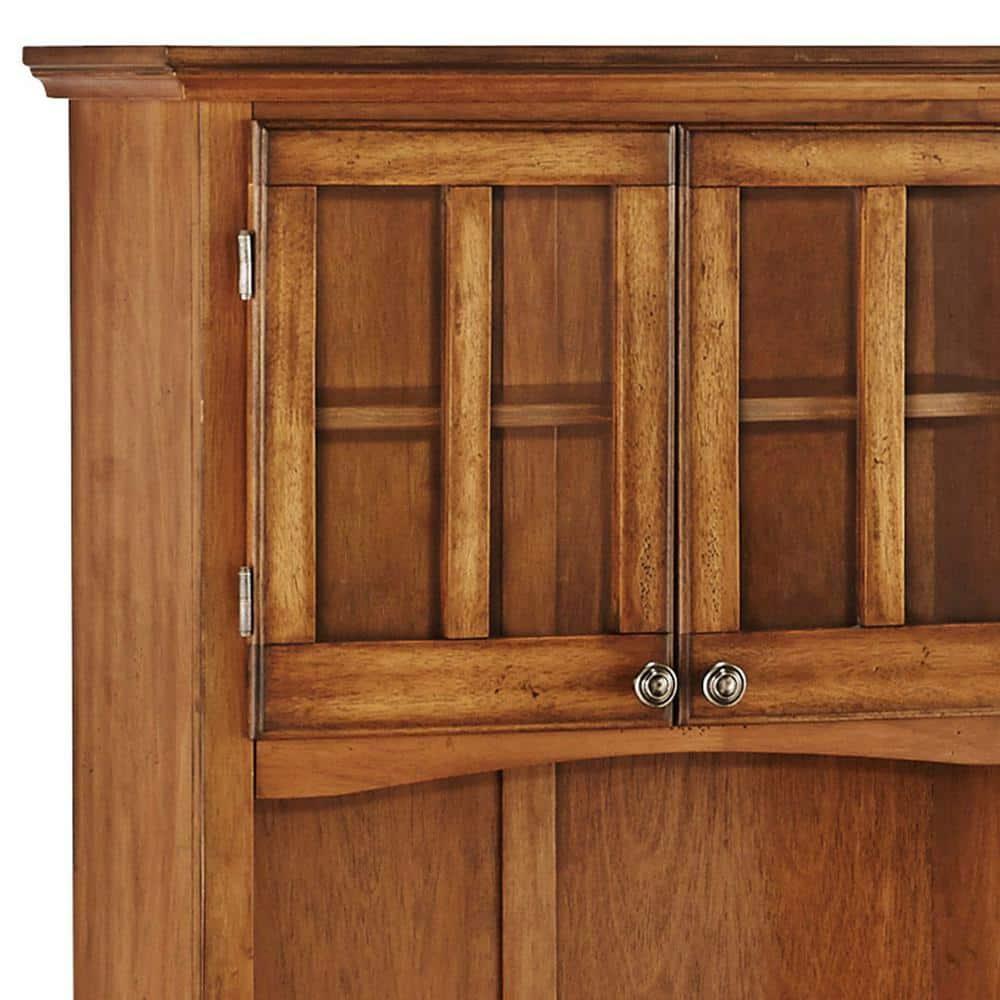 Small Buffet of Buffets Server with Hutch and Oak Top Oak - Homestyles: Traditional Storage, Glass Doors, Adjustable Shelves