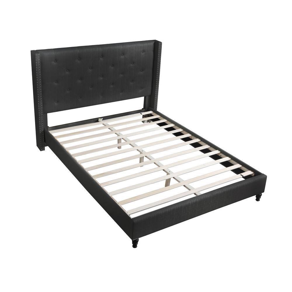 Best Master Furniture Valentina California King Size Transitional Wood Platform Bed, Black