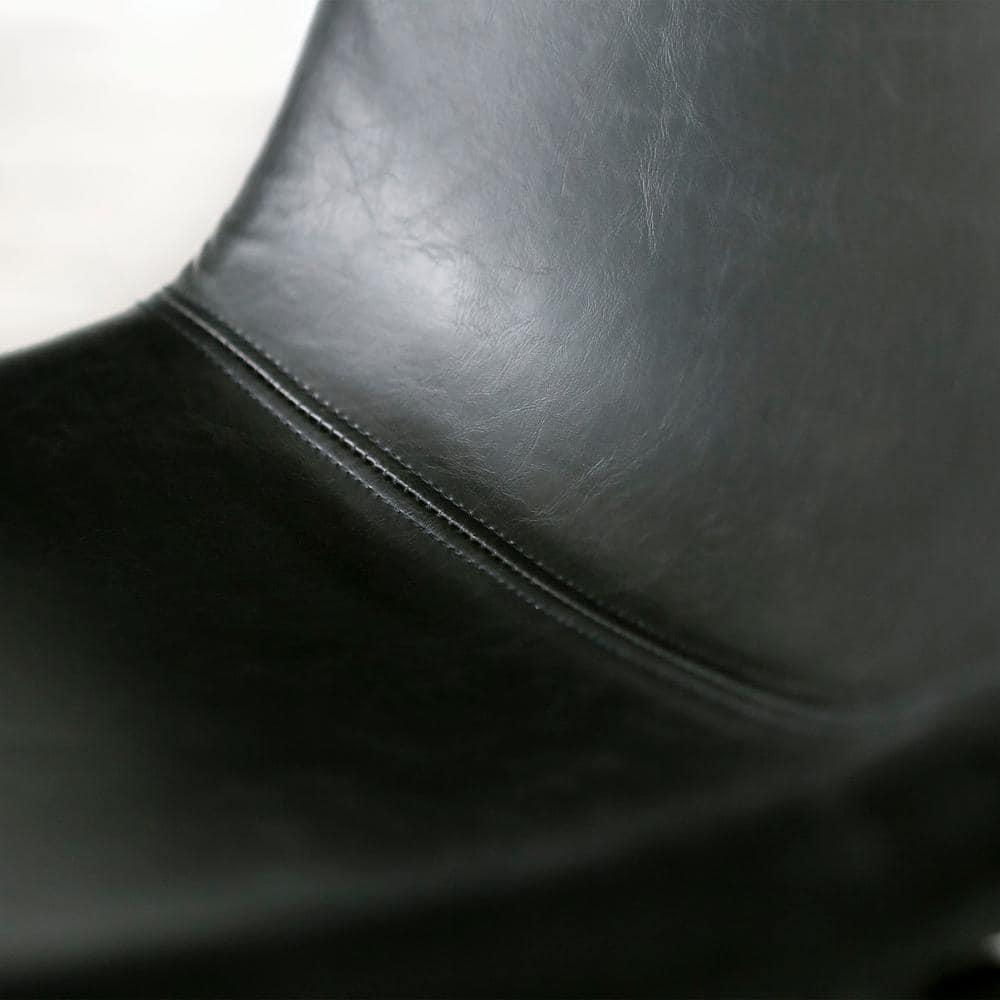 ONKER  Douglas Urban Industrial Faux Leather Armless Dining Chairs, Set of 2, Black