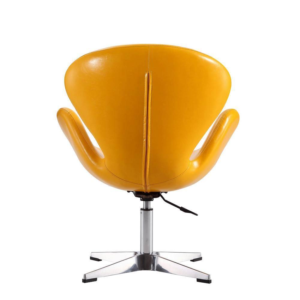 Set of 2 Raspberry Faux Leather Adjustable Swivel Chairs Yellow - Manhattan Comfort