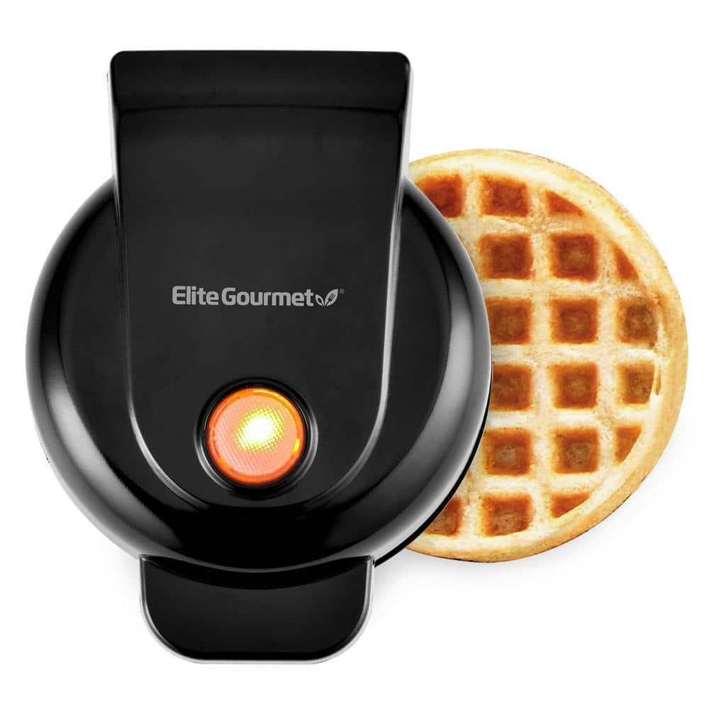 Elite Gourmet Mini Waffle Maker, Black