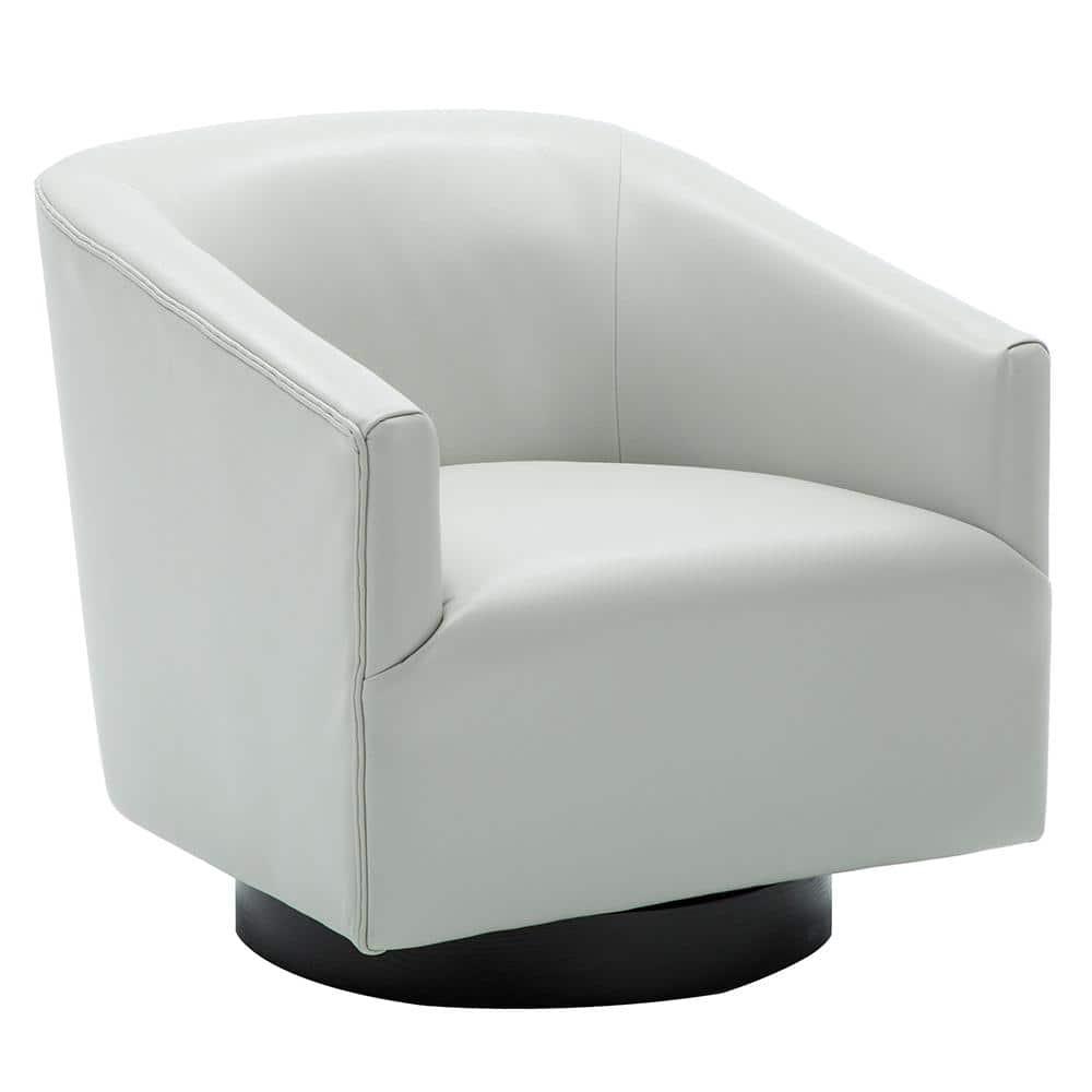 Comfort Pointe Gaven Wood Base Swivel Accent Chair Dove Gray: Faux Leather Upholstery, Foam-Filled, No Assembly Required