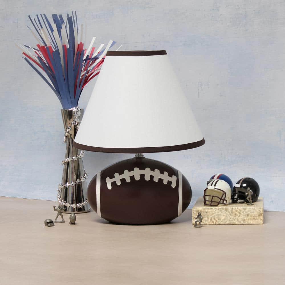 11.5" SportsLite Tall Athletic Sports Football Base Bedside Table Desk Lamp - Simple Designs: Ceramic Nightstand Lighting, ETL Listed