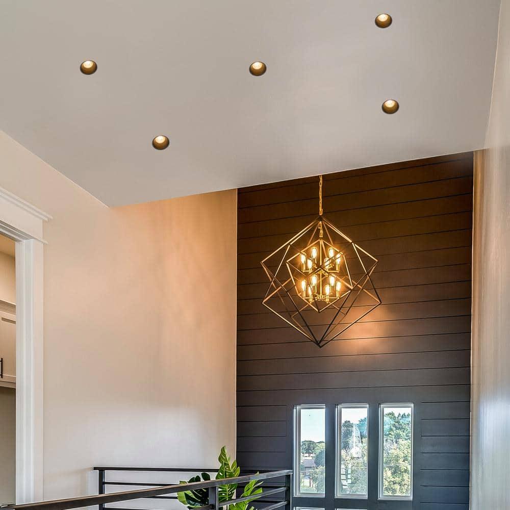 Maxxima 2 in. Trimless Slim Round Recessed Anti-Glare LED Downlight, Black, Canless IC Rated, 600 Lumens, 5 CCT 2700K-5000K