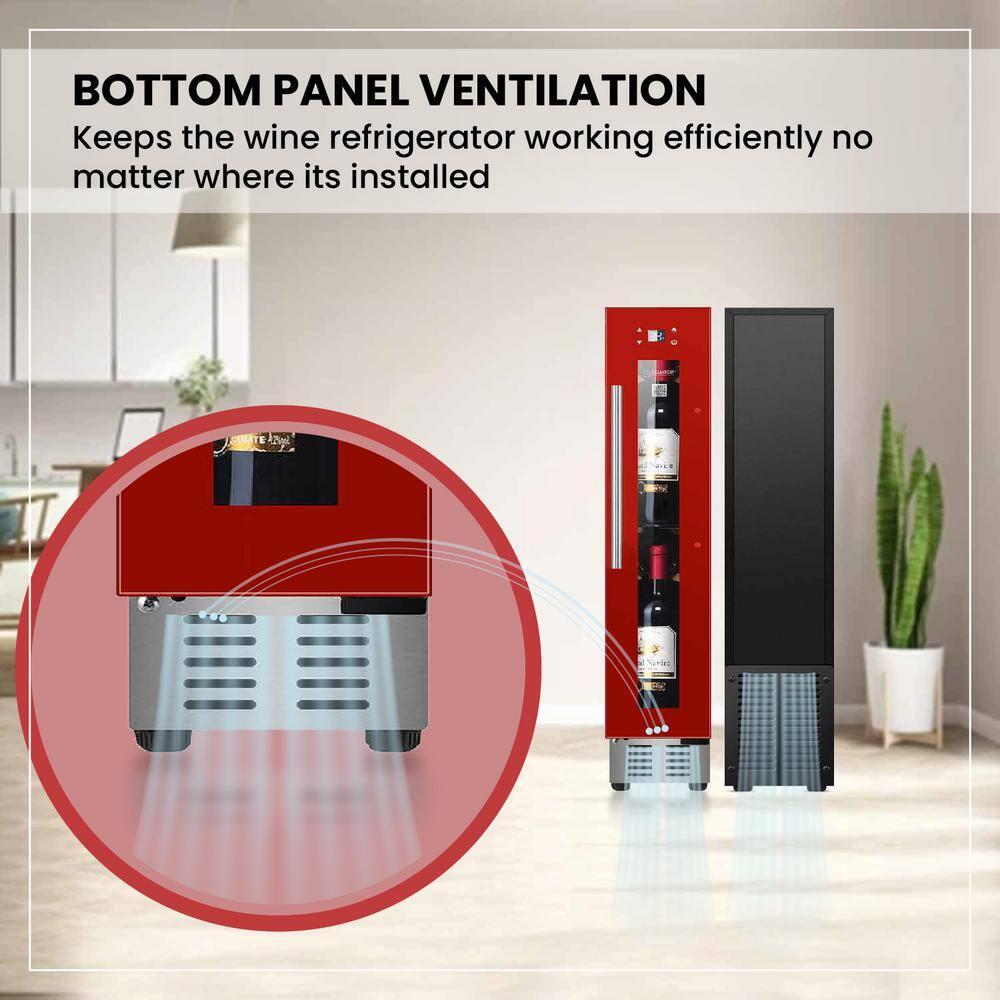 Slim Red Wine Refrigerator with Anti-UV Glass Door and LED Lighting