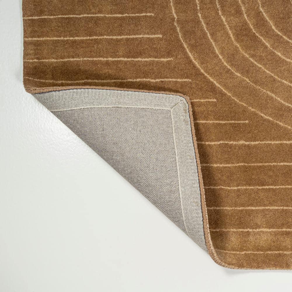 JONATHAN Y Retro Bohemian Abstract Striped Handwoven Wool Light Brown/Beige 6 ft. x 9 ft. Area Rug