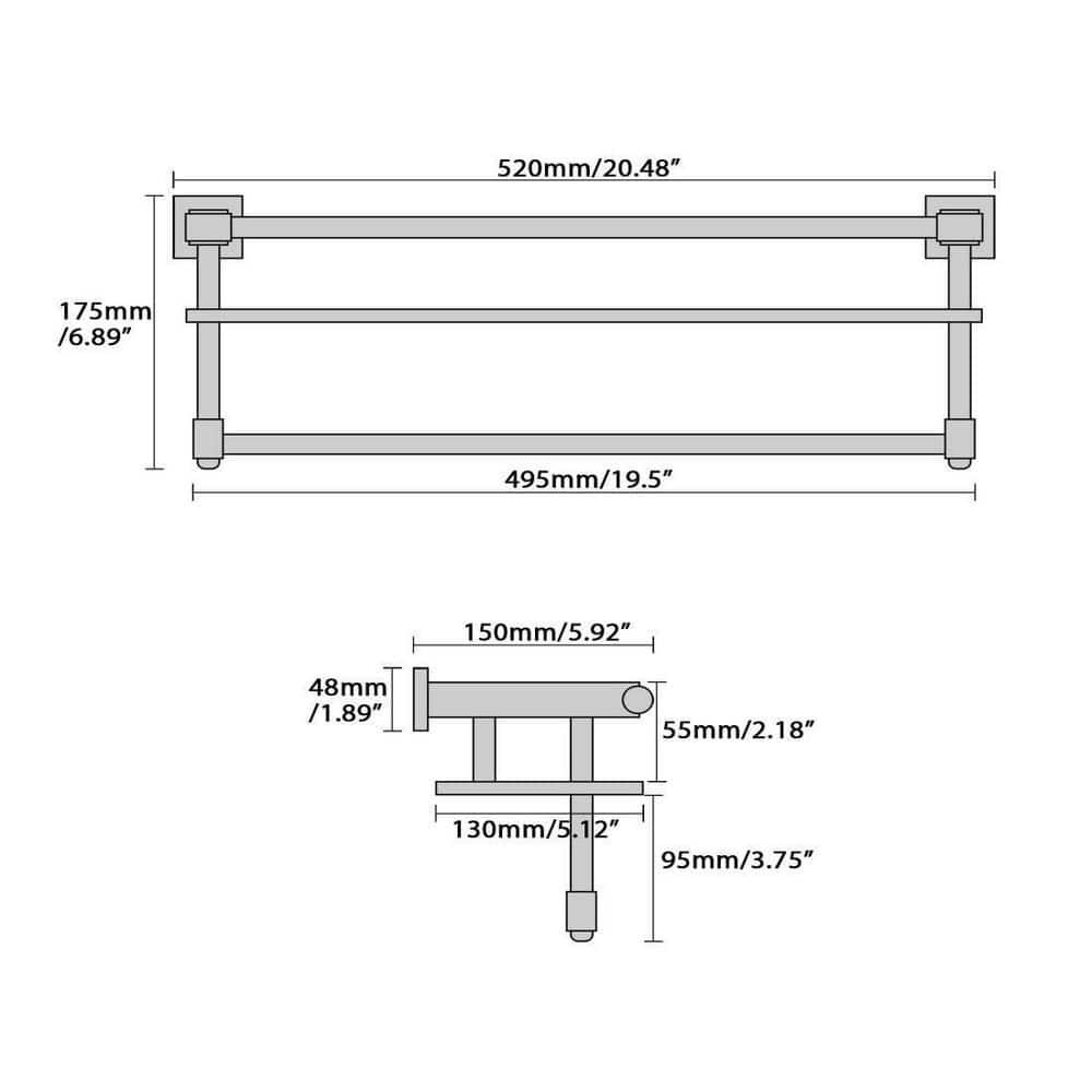 Alise Bathroom Glass Shelf Wall Mounted, Tempered Glass Bathroom Shelf with Towel Bar, SUS304 Stainless Steel Modern Floating Shelf, Brushed Gold, 20 inch