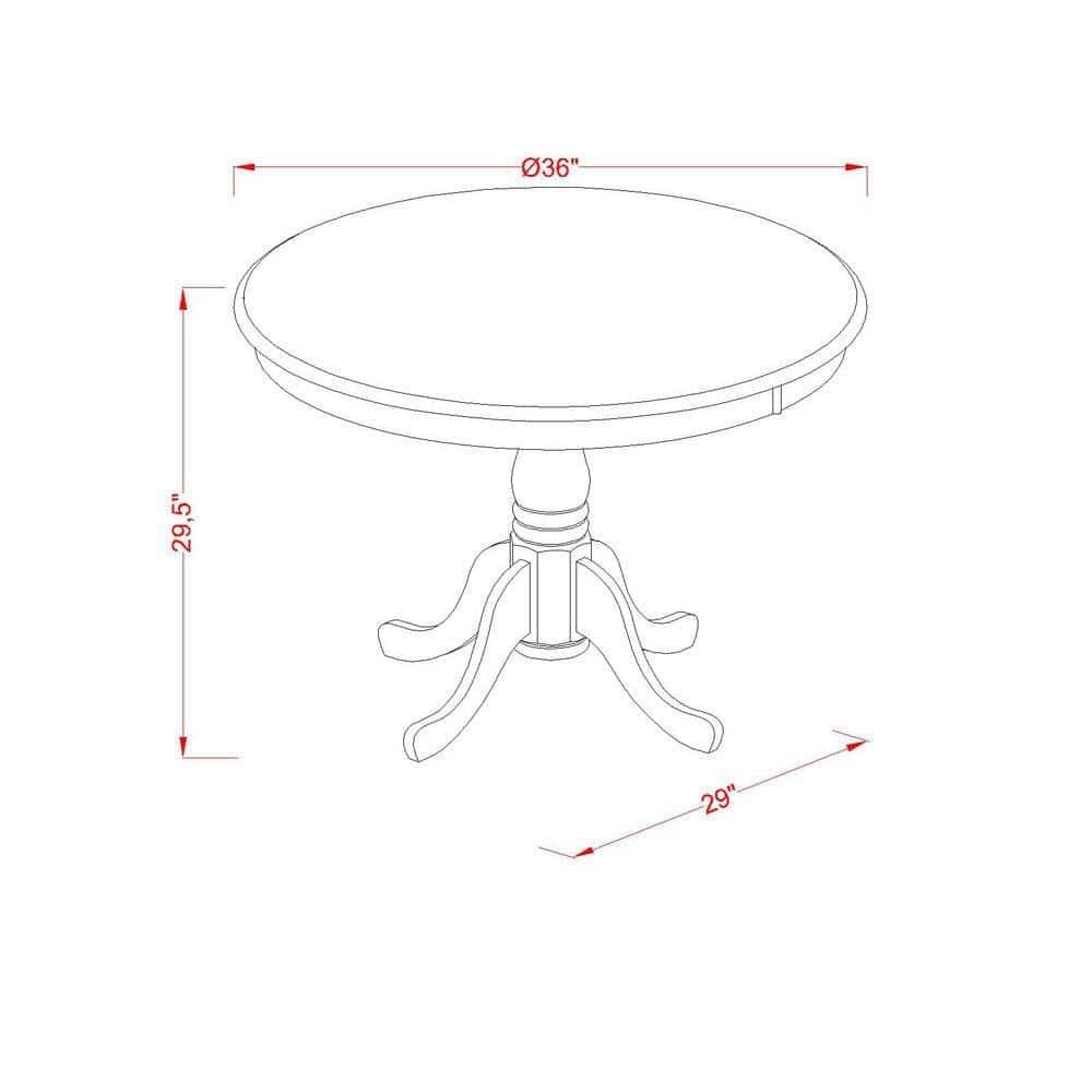 East West Furniture Antique 5-piece Dining Set with Leather Seat in Linen White
