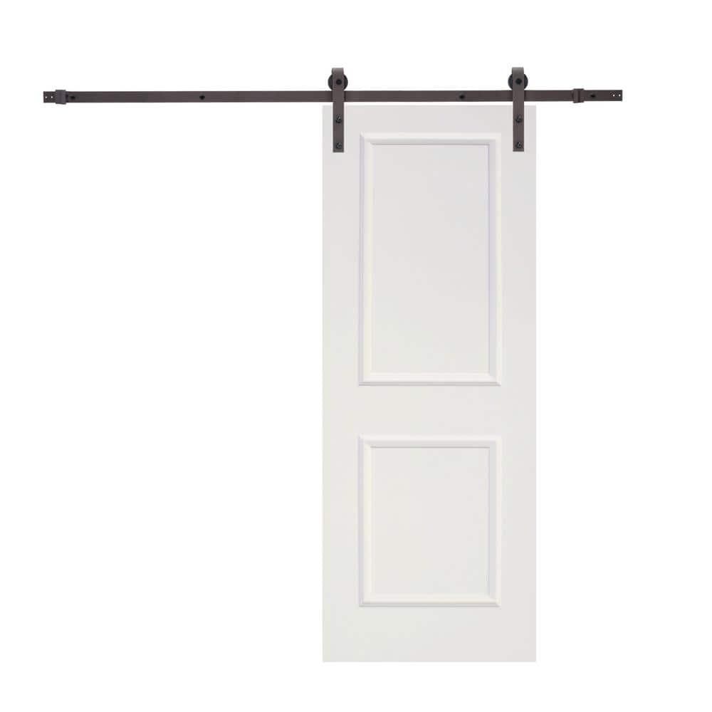 30'' x 86'' Solid + Manufactured Wood Paneled Primed with Installation Hardware Kit Barn Door