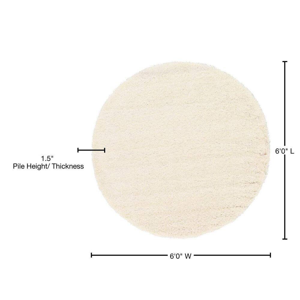 Unique Loom 6' 1 x 6' 1 Solid Shag Snow White Area Rug